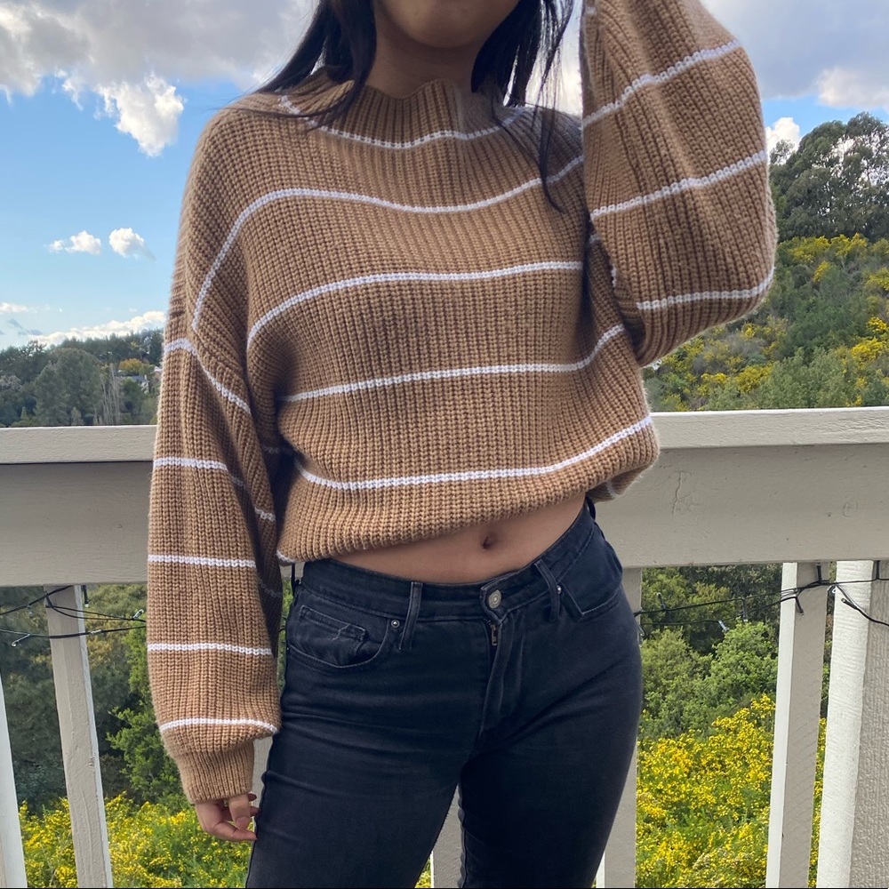 Mock Neck Striped Sweater